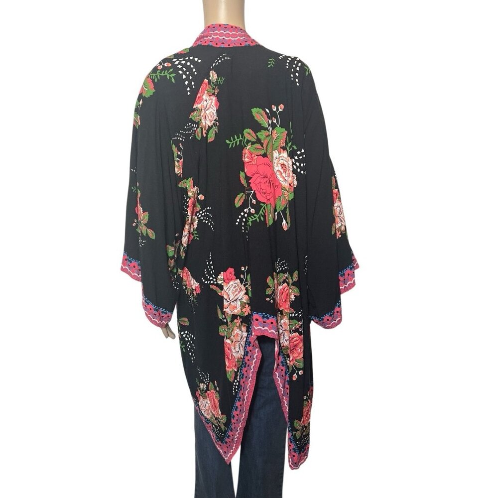 Anthropologie Flying Tomato Kimono Women's Size S/M Floral Cover Up Boho Bohemio - Picture 3 of 8